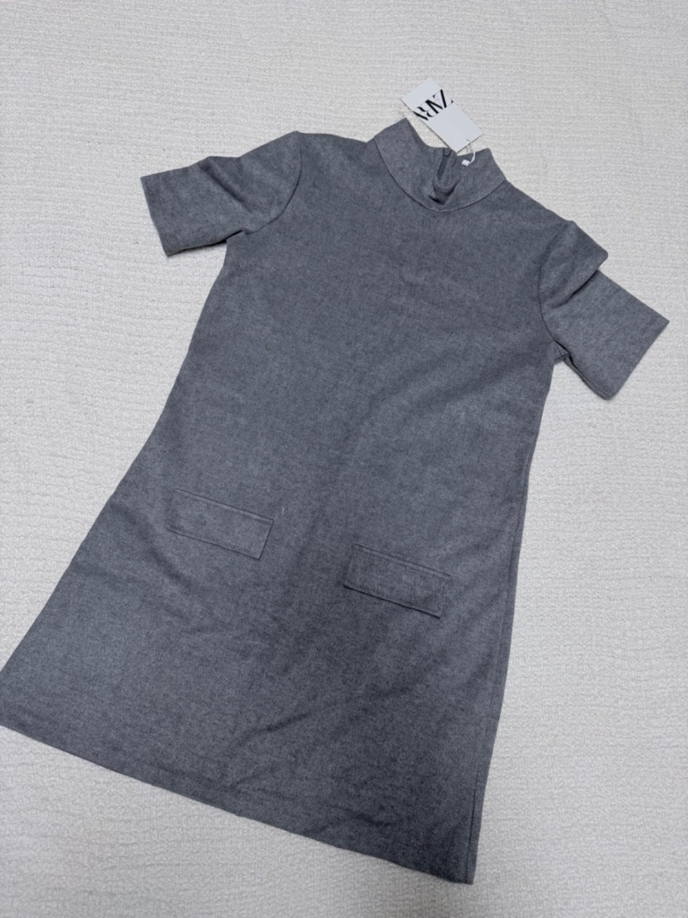 Zara Light Gray Mock Neck Shift Dress